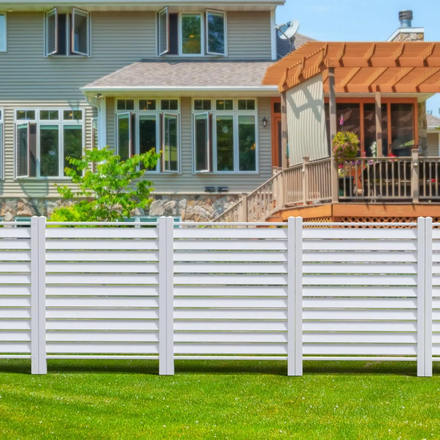 Outside 36" W X 44" H White No Dig Privacy Panels Pool Equipment Enclosure Outdoor Garbage Can Enclosure Outdoor Kit (2-Pack)