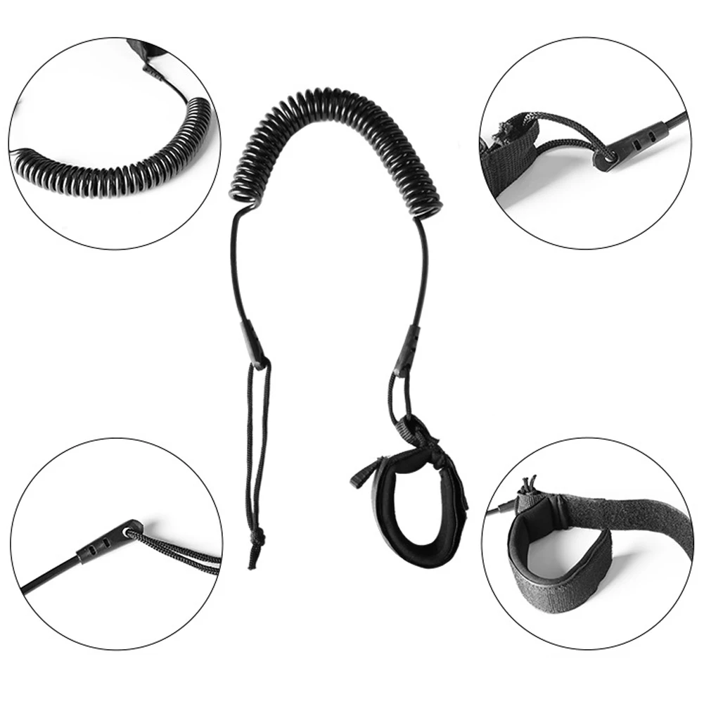 1pc Paddle Board Safety Legs 10ft Coiled SU P Leash Stand Up Paddle Board Surfboard Leash Leg Rope Foot Leg Accessories surfboard leash