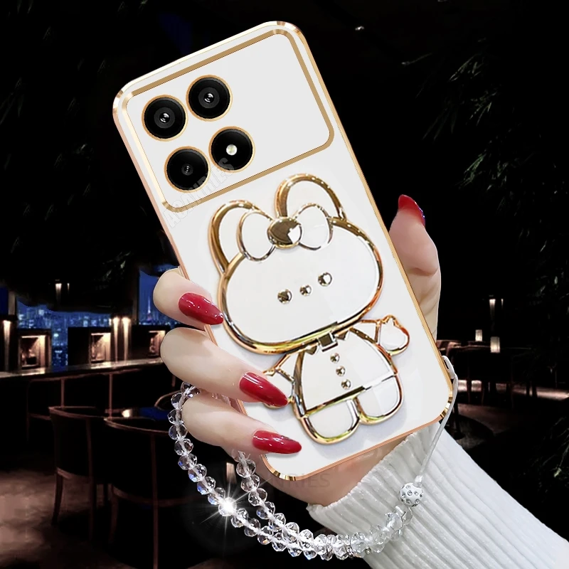 Plating Mirror Holder Lanyard Silicone Case Cover