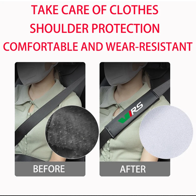 2Pcs Carbon Fiber Car Seatbelt Shoulder Protector Cover Safety Belt For Skoda VRS Octavia Kamiq Kodiaq Karoq Superb Fabia Rapid