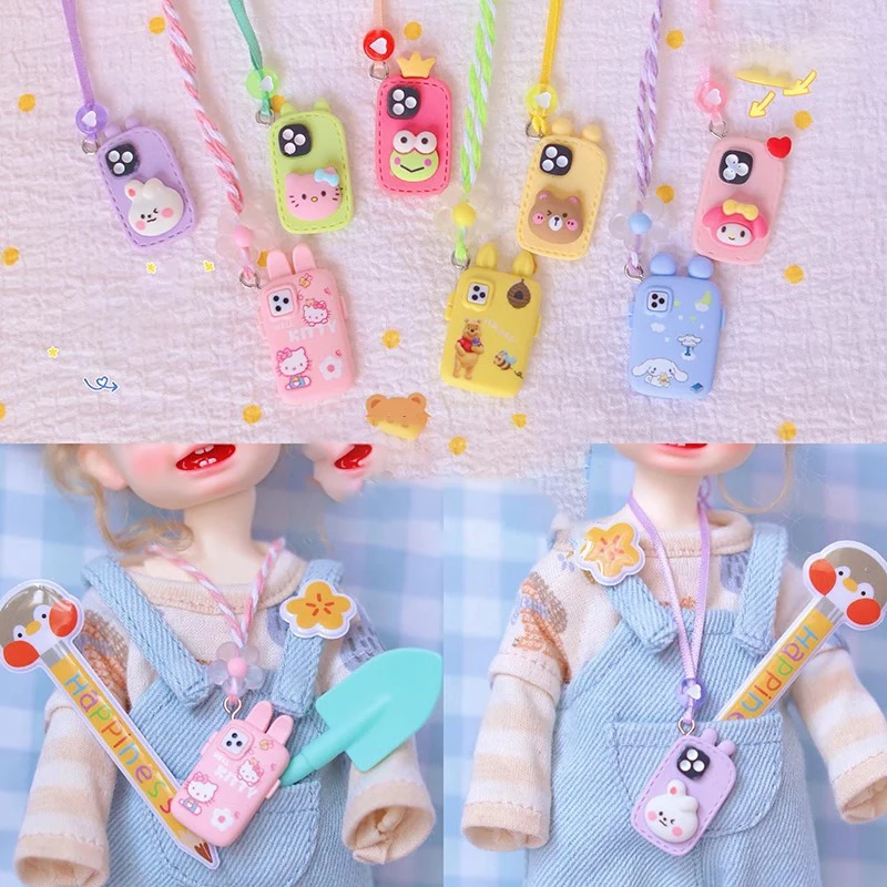

1PC 1/12 Dollhouse Miniature Mobile Phone Model Cute Simulation Cartoon Animal Phone Toys Furniture Doll House Decor Accessories