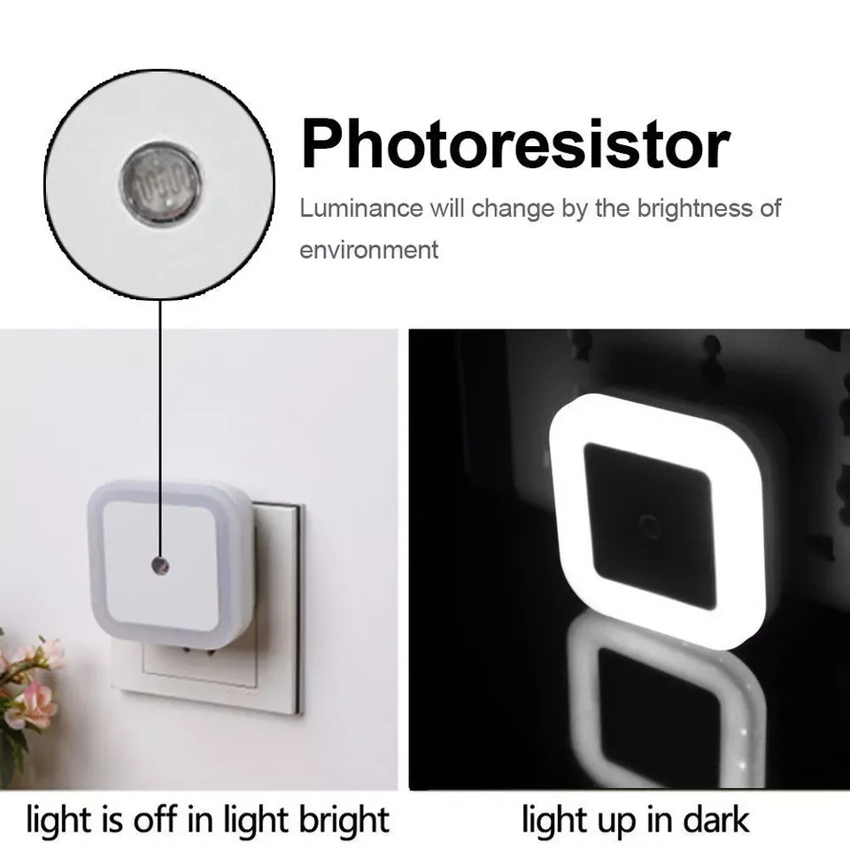 Square Light Controlled Induction Night Light Bedside Staircase Night Lighting Bedroom Lighting Plug-in Small Night Light
