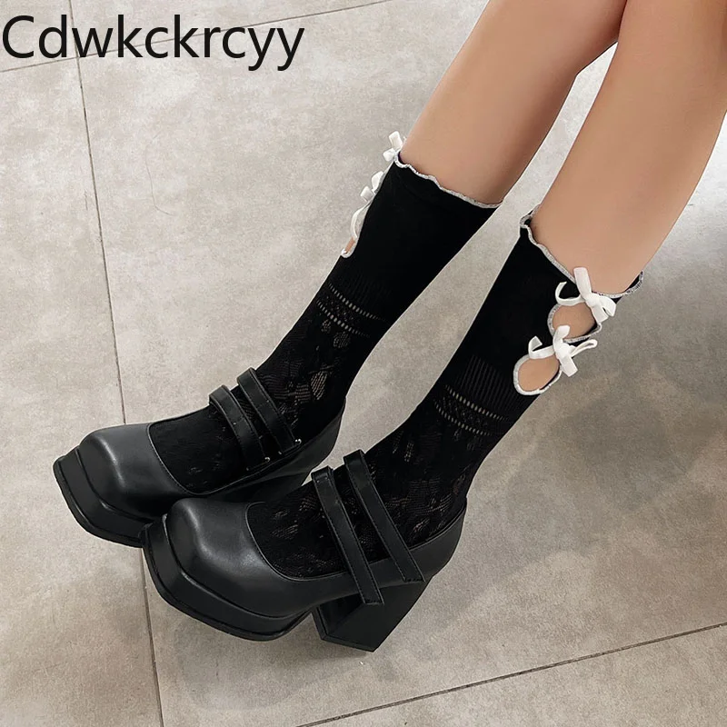 

Spring and Autumn fashion Square head high-heeled Women's Shoes Simplicity leisure time Shallow mouth Thick heel Women Shoes