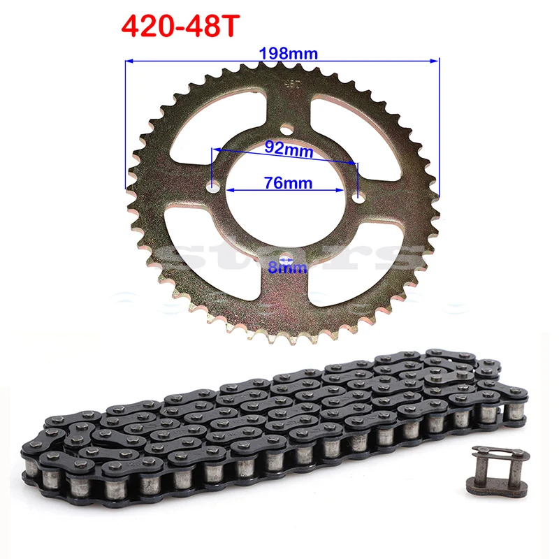

35T/37T/39T/41T/43T/45T/48T 420 Chain 140 Links Motorcycle Sprockets Rear Back Sprocket Cog For 110cc 125cc 140cc Dirt Pit Bike