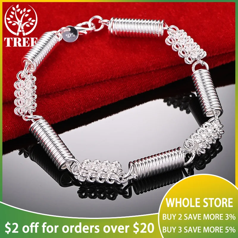 

ALITREE 925 Sterling Silver Bracelet For Woman Unique Simple Spring Chain Wedding Accessories Party Birthday Fashion Jewelry