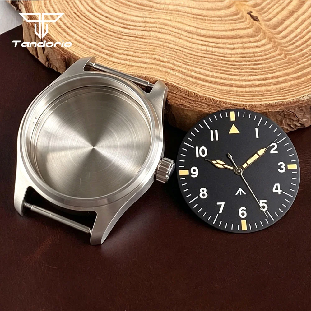 Elegant Steel Pilot Watch Case with Blue/Black Dial and Sapphire Glass