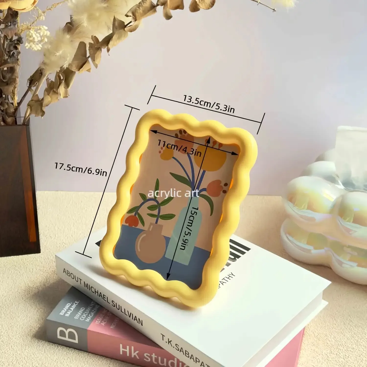 Milk Yellow Ins Style Cute Decorative Picture Frame Desktop Ornament Wall Art Creative Home Decoration Small Tabletop Decor