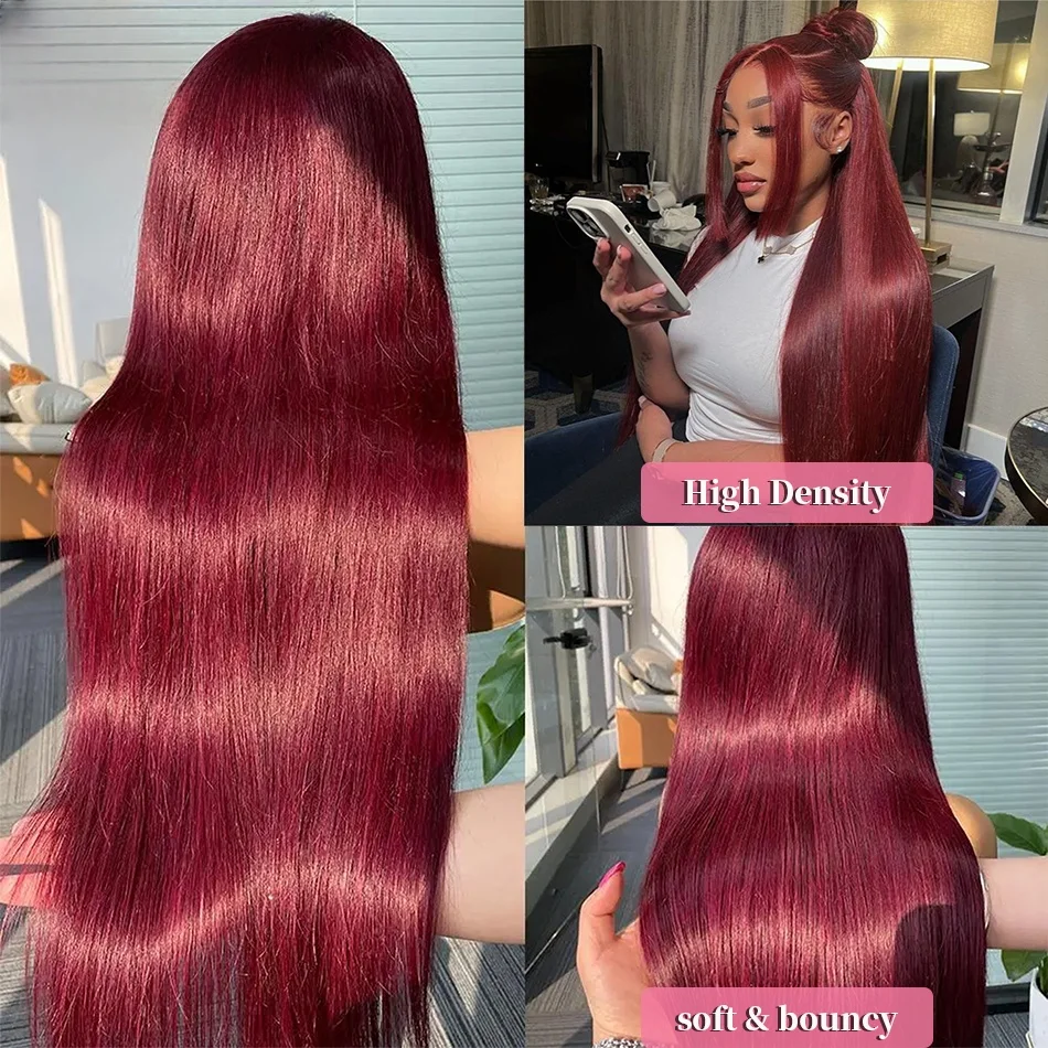 99J Straight Human Hair Wigs Burgundy 13x6 hd Lace Frontal Wig Human Hair Wigs 13x4 hd Lace Red Remy Human Hair Wigs for Women 2