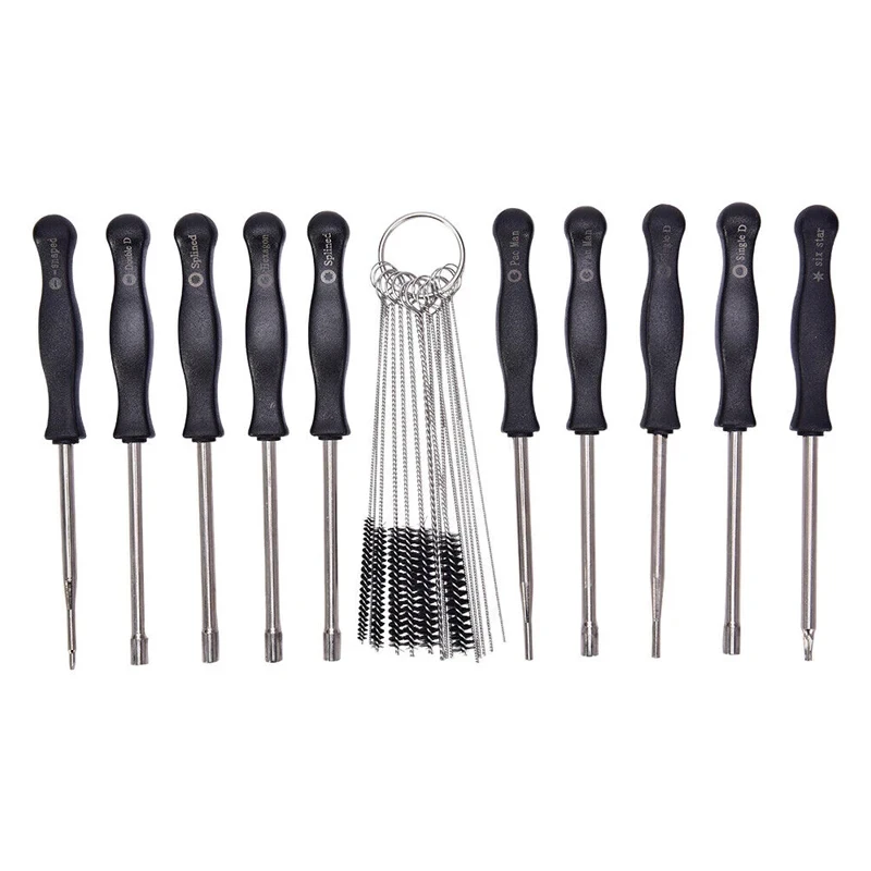 25Pcs Screwdriver Splined & Brush Kit Chainsaw Carb Carburetor Adjusting Fix Tool For 2-Cycle Small Engine Trimmer Weedeater