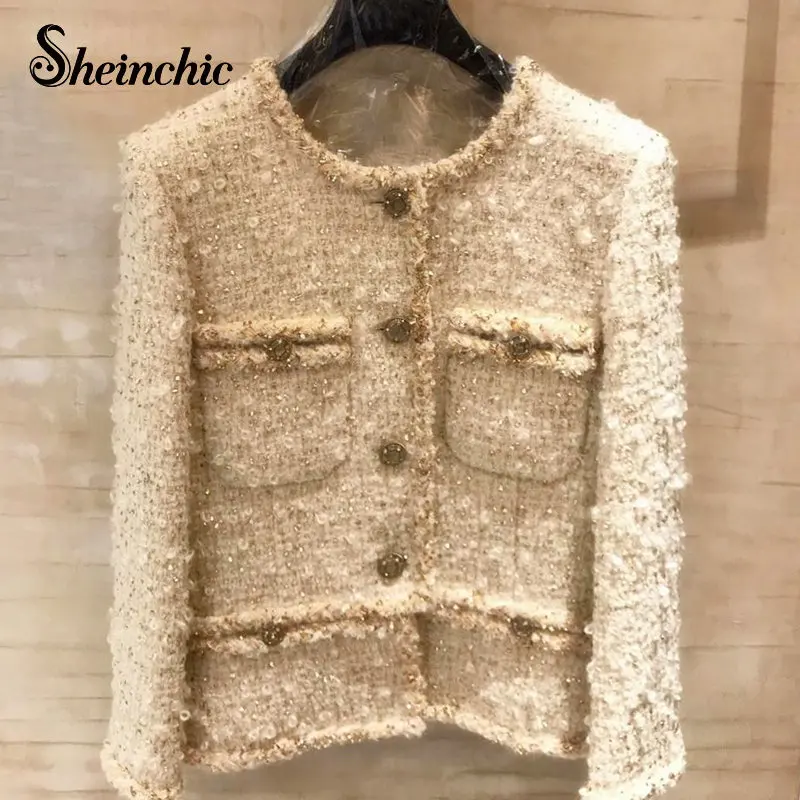

High Quality Luxury Designers Winter Jacket Women 2022 Vintage O-neck Single Breasted Wool Coat Korean Thick Manteau Femme Hiver