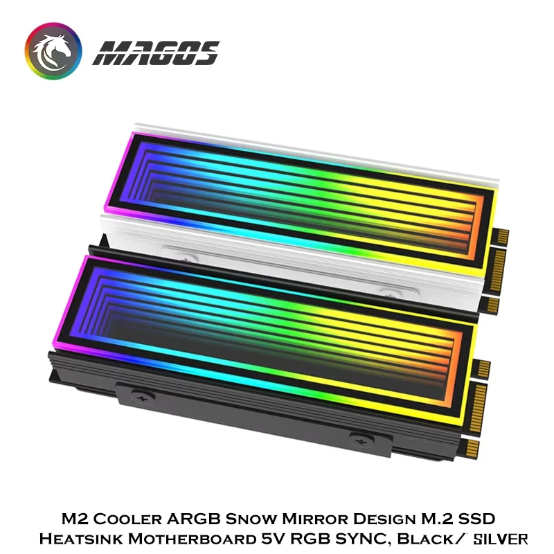 M.2 RGB 쿨러 스노우 인피니트 미러 디자인 M2 2280 SSD 히트싱크 nvme 아머 메인보드 5V RGB SYNC, 블랙/실버