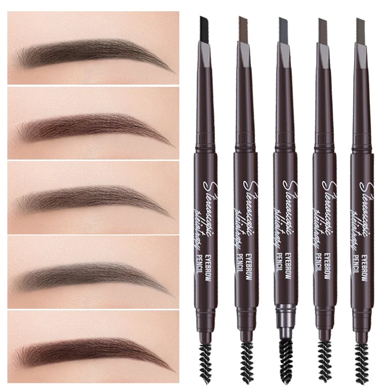 

5 Colors Double Head Eyebrow Pencil Waterproof Long Lasting No Blooming Rotatable Triangle Eye Brow Tattoo Pen Makeup Cosmetics