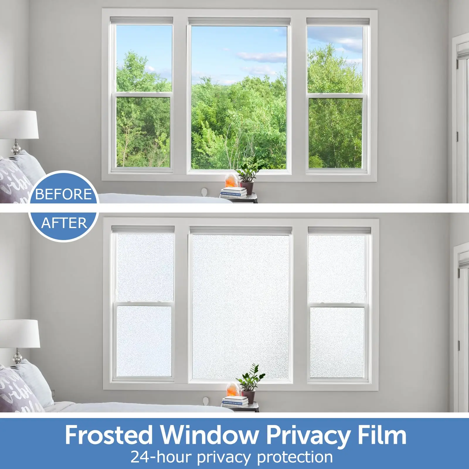 Matte White Window Privacy Film Frosted Anti Look Glass Opaque Stickers Cover Adhesive House for Home Bathroom Office Decoration