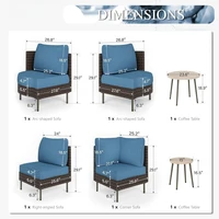 6 Piece Patio Furniture Set, L-Shaped Outdoor Sectional Wicker Patio Furniture with Coffee Table, 4-Seat Patio Conversation Set 2