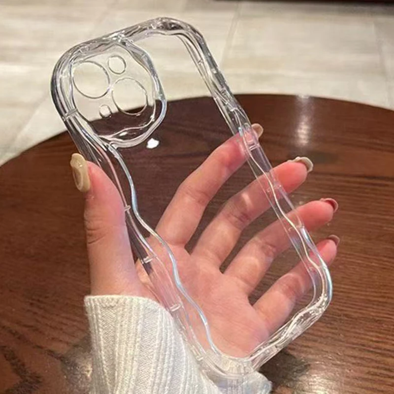 Luxury Clear Wavy TPU Phone Case Silicone Cover