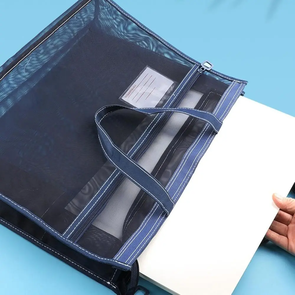 지퍼와 손잡이가있는 새로운 A3 프로젝트 가방 메쉬 PVC 대용량 메쉬 아트 가방 두꺼운 방수 보관 가방 사무용품