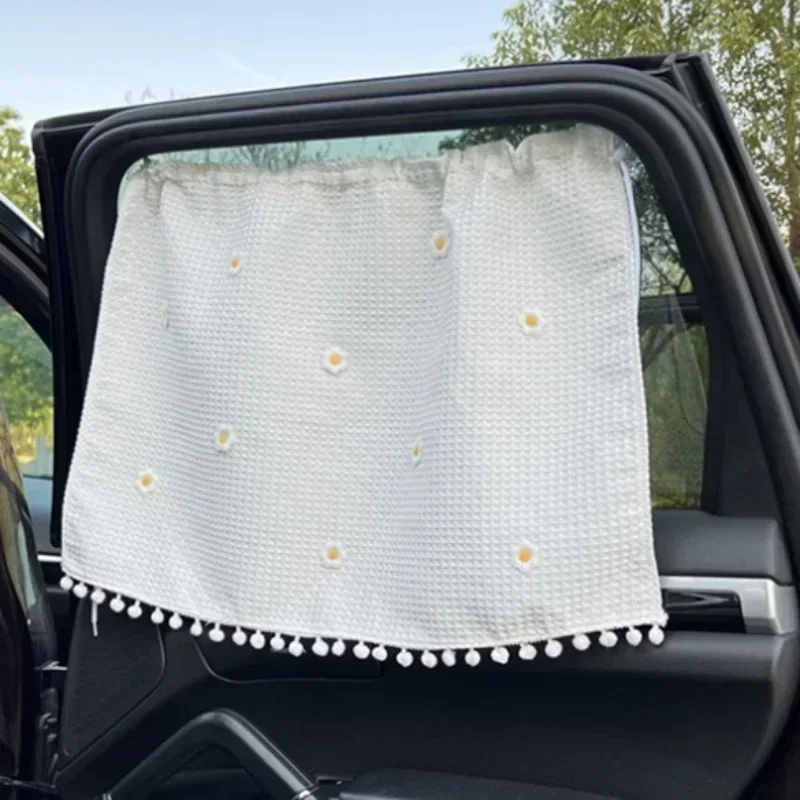 Cortina con ventosa para la ventana del coche, parasol universal con dibujos animados para ventana lateral, protección UV para niños y bebés