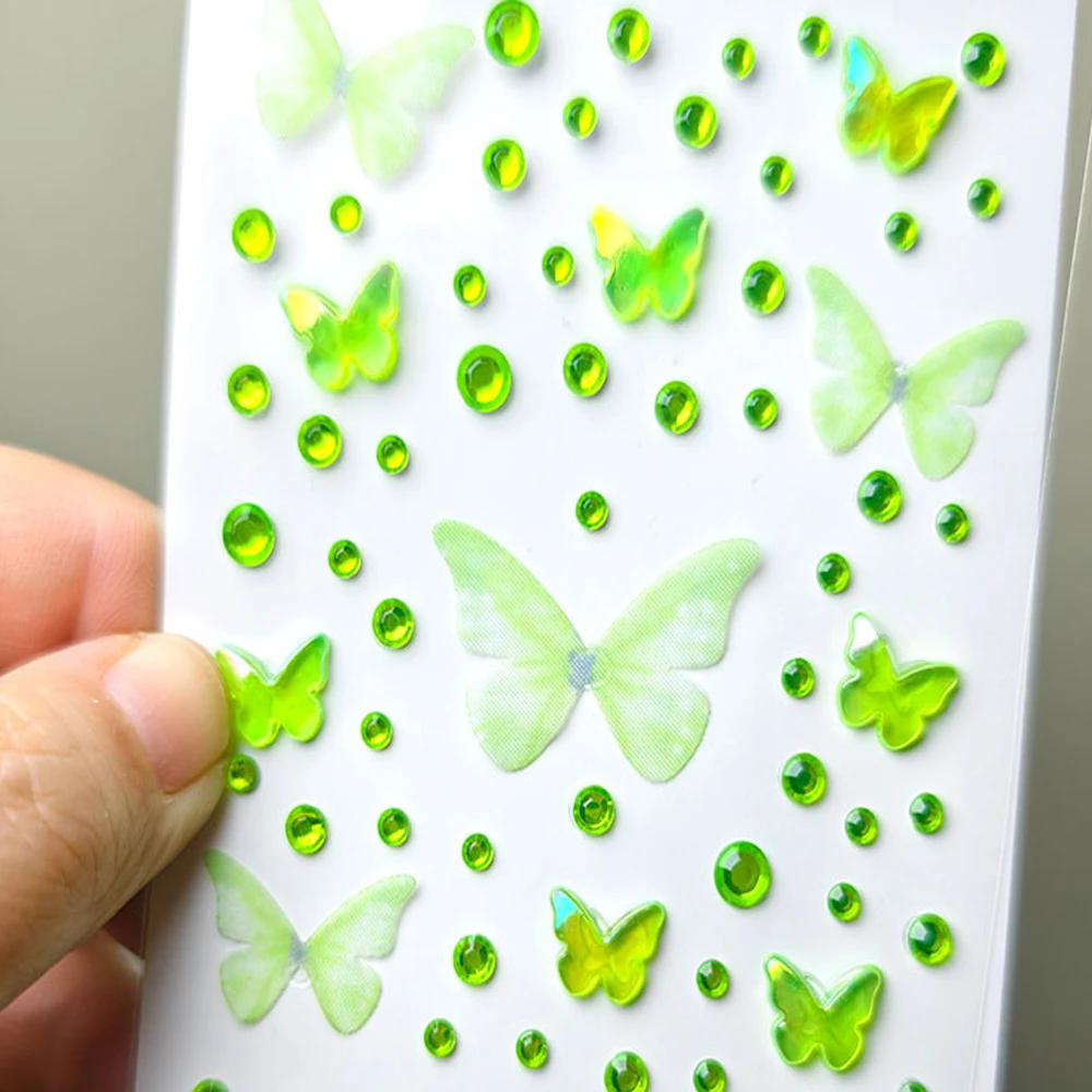1 stücke Grüne Elf Schmetterling Strass Gesicht Aufkleber Kawaii Selbstklebende Weben Schmetterling Dekor Für Bühne Konzert Make-Up Liefert – Detail 7