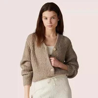 NIGO LP Autumn And Winter Women's V-Neck Retro Solid Color Cashmere Knitted Single-Breasted Cardigan Loose Jacket #nigo61154 1