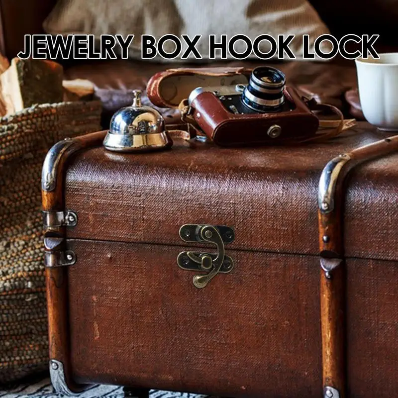 Wood Jewelry Box Hook Clasp Brass Retro Clasp Latch 2pcs For Antique Box Vintage Style Left And Right Hook Latch For Jewelry