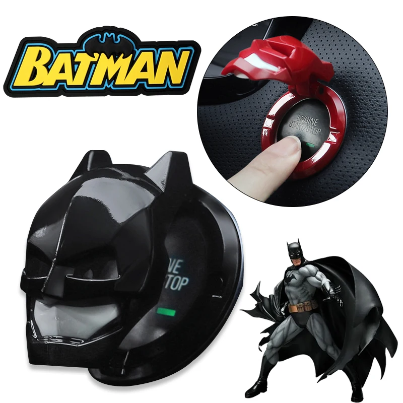 Batman Car One-Click Start Stop Buttons Cover Protettiva Cartoon Anime Figure Car Engine Accensione Start Switch Button Cover Toys