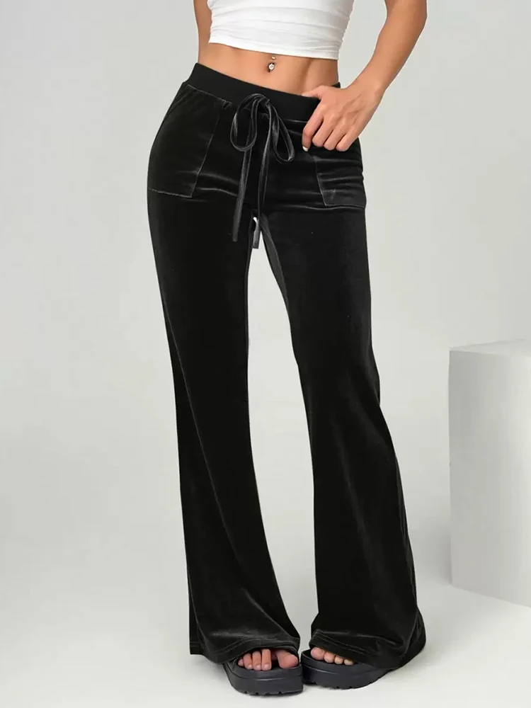 2025 Herbst und Winter Damen Micro-Schlaghosen Slim Fit und Figurformend Lässige Schlaghosen Samthose – Detail 2