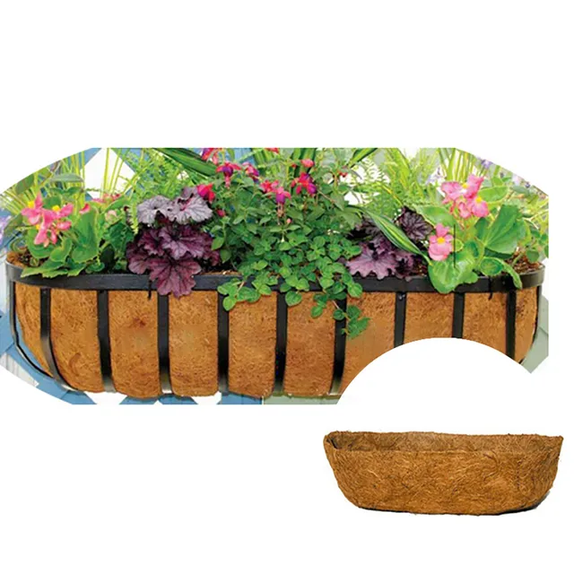 Függő Kosár Kókuszdió Szálas Virágcserép Ültetvény Betétek Csere Bélés Virág Edény Kerti Erkély Virágcserepeléshez - Image 5