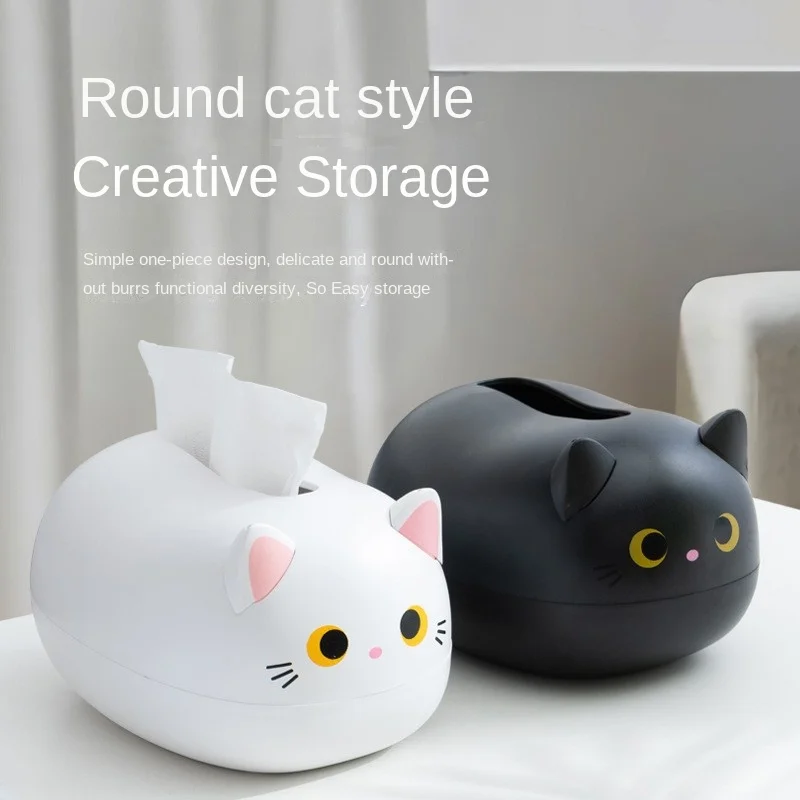Tissue Box Toilet Paper Holder Kawaii Cat Kitchen Napkin Storage Wc Paper Container Desktop Nordic Style Home Decoration