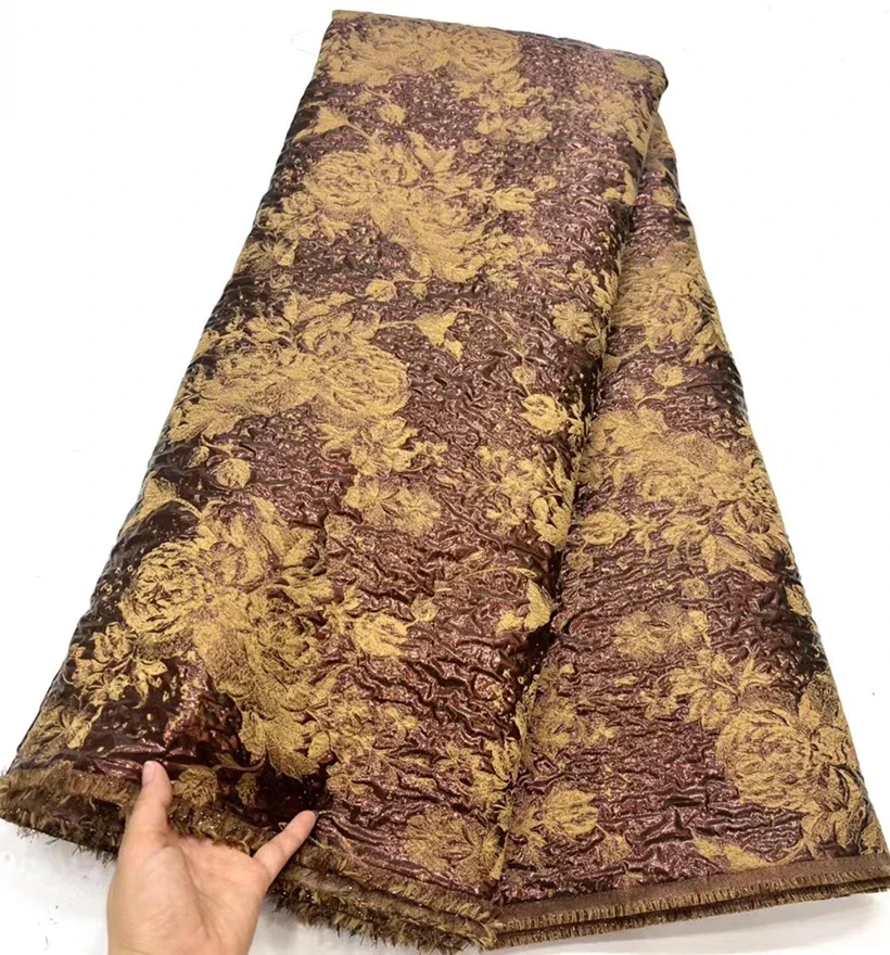 Salouva Brocade Lace Fabric With Embroidery African Brocade Jacquard Lace Fabrics For Wedding Dress Nigerian Tulle lace fabric