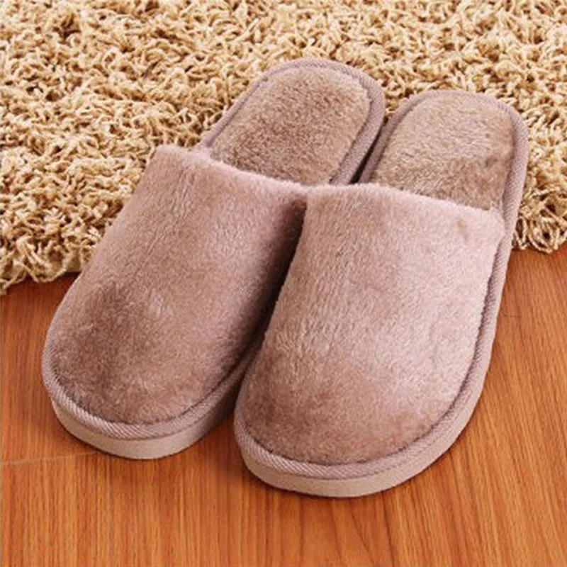 Soft Plush Cotton Slippers Shoes Autumn Winter Couple Unisex Non-Slip Floor Indoor Home Furry Slippers Women Shoes For Bedroom 4