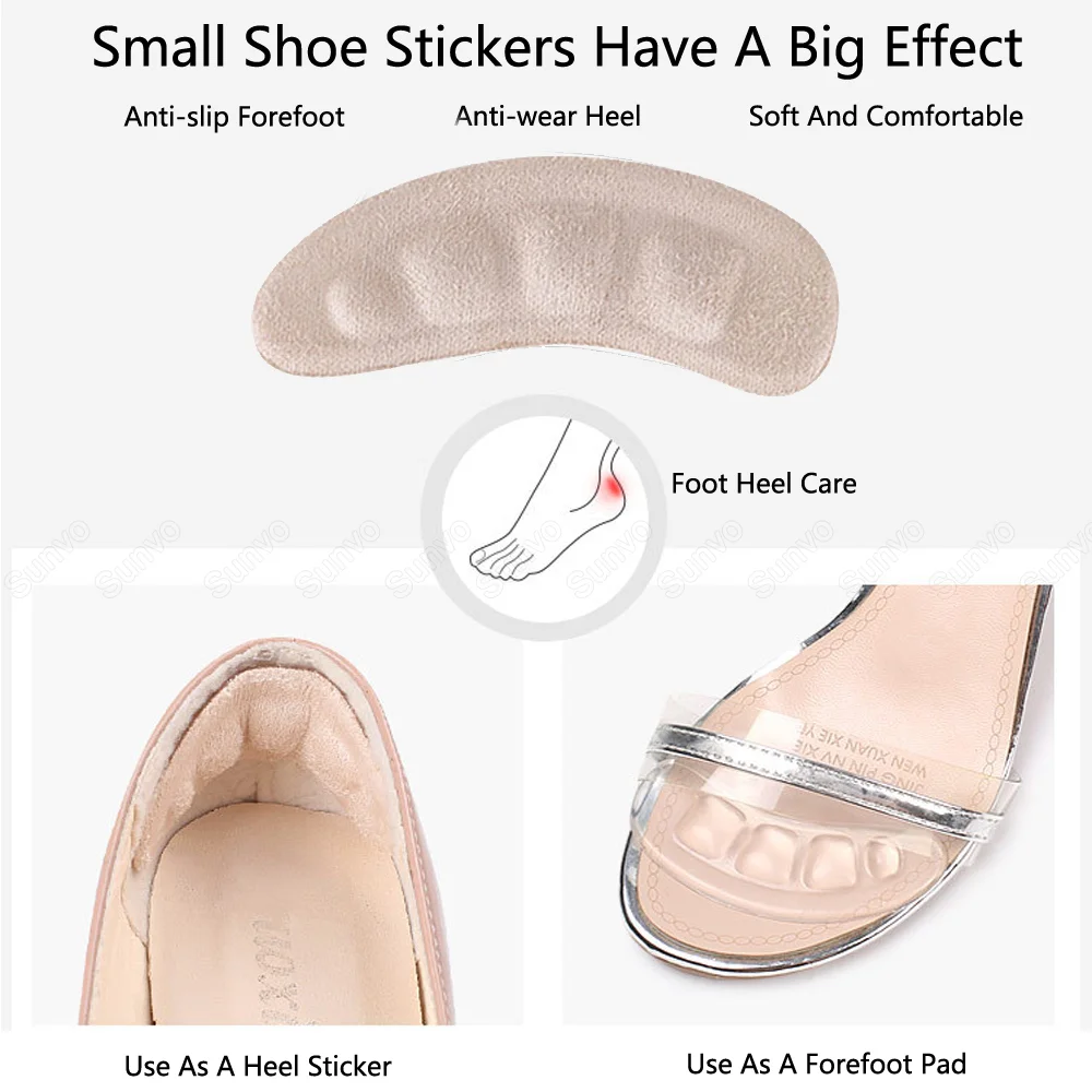 Shoe Insoles Forefoot Pads 1/2Pair Silicone Pads Forefoot For Women's Shoes Non-slip Insert Self-adhesive Heel Gel Insoles Heels Sandals Anti-Slip Foot Pad