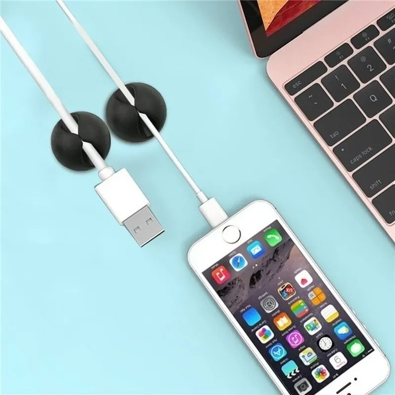 Cable Clip Winder Organizer 20PCS Round Charger Cord Clips Desk Tidy Management Wire Adhesive Holder Clamp Home Office Car