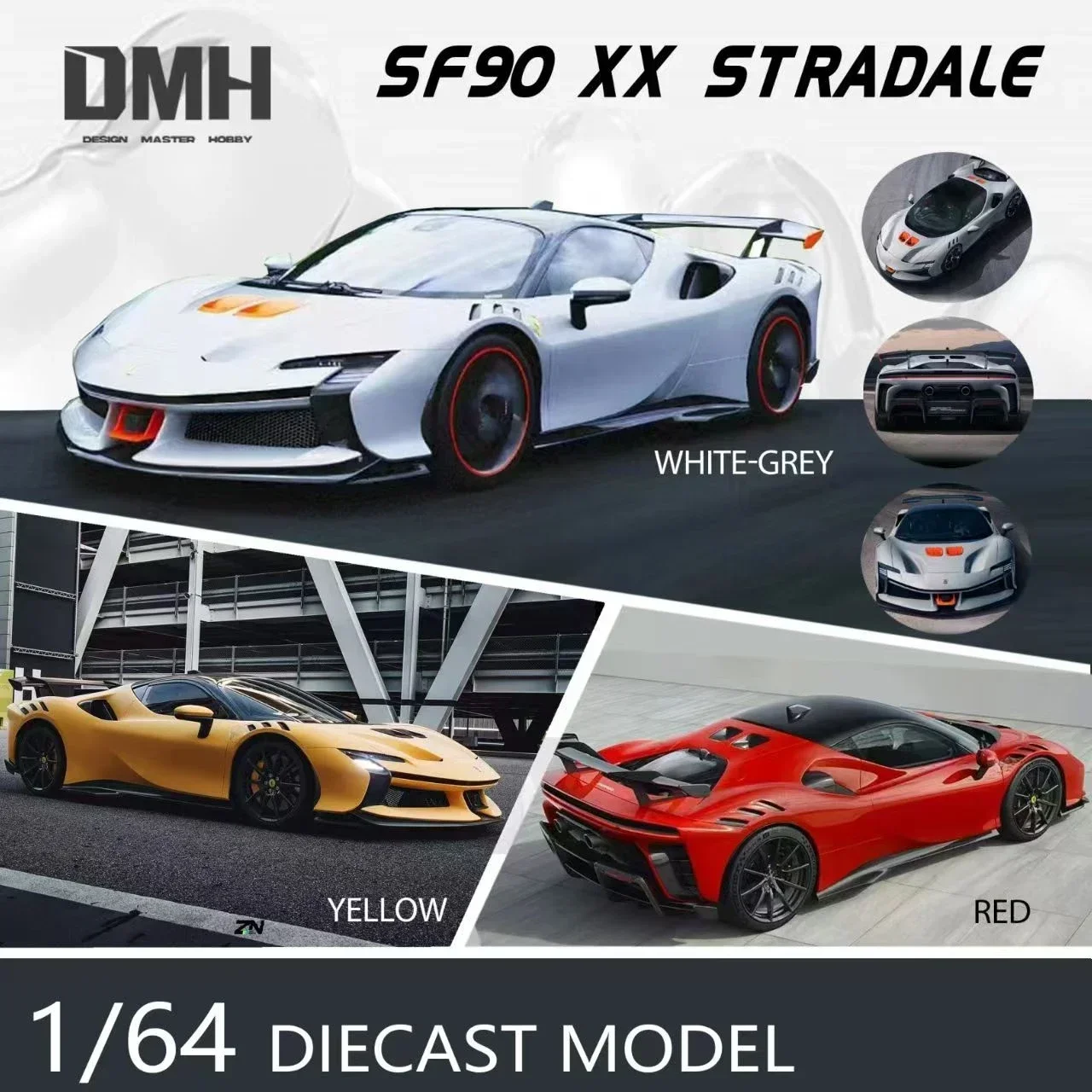 ** Предзаказ ** DMH 1:64 SF90 XX Stradale F173 желто-красный белый литая модель автомобиля