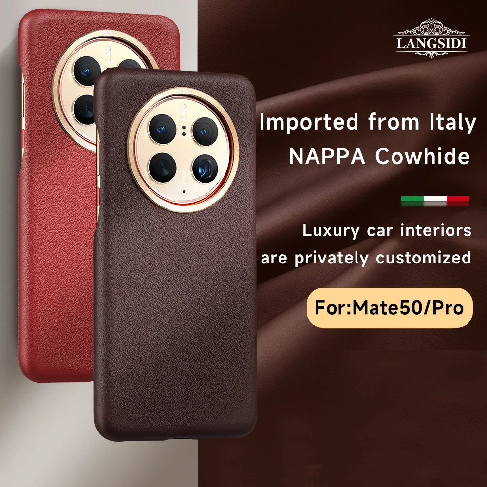 

Original Genuine Cowhide Leather Phone Case for Huawei Mate 50 40 Pro Mate50 RS Nappa Protection Back Cover Metal Camera Bezel