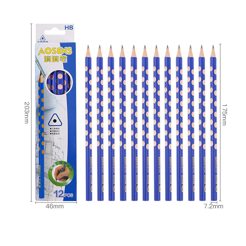 

12Pcst/Set HB Non-Toxic Pencils Children's Corrective Practice Calligraphy Student Graffiti Graphite Pencil Office Stationery