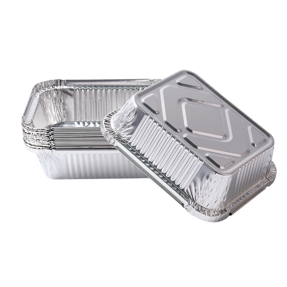 Boîte d'emballage en aluminium avec couvercle, récipient alimentaire pour  poulet, boîte de conservation des aliments, boîtes d'emballage à emporter,  cuisine, cuisson, 600ml, 50 pièces - AliExpress