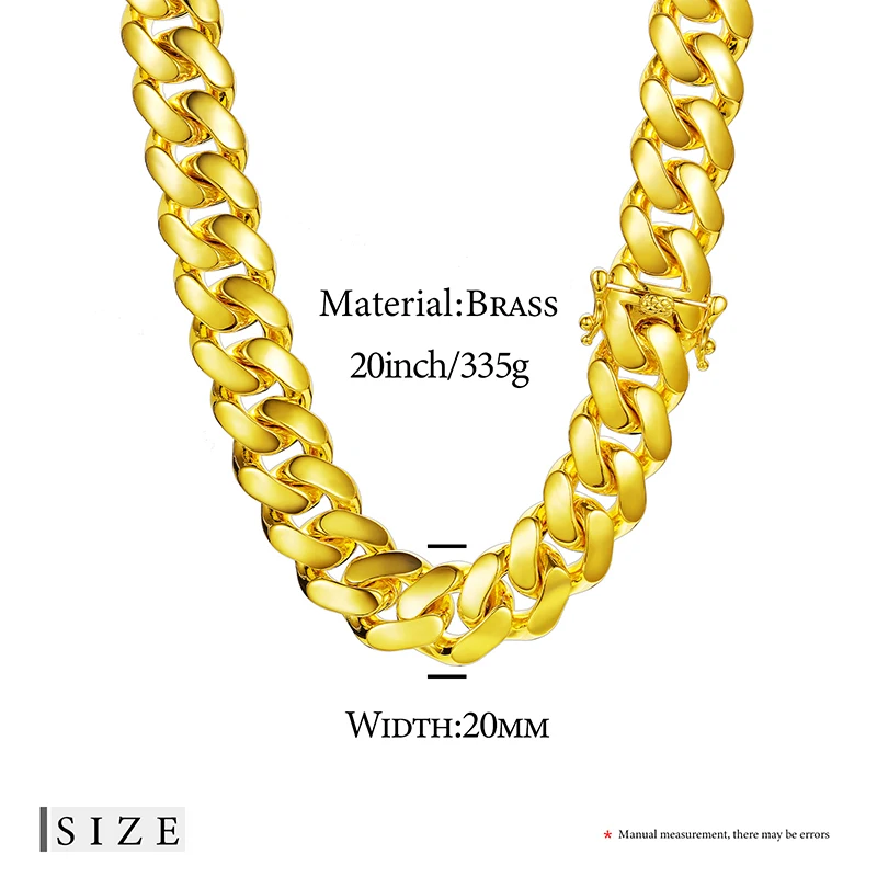 Chain 18k Gold Plated Chains Wholesale 20mm Heavy Solid 18K Gold