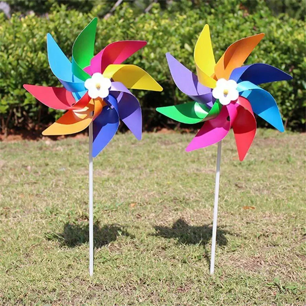 Colorful Plastic Pinwheel Set DIY Lawn Decor Wind Spinner Garden Yard Art Kids Party Toy Mix Colors For Garden Yard Decoration garden art decor wind spinner