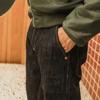 DN-0004  Heavy Weight 18oz Indigo Selvage Unwashed Pants Unsanforised Thick High Waist Raw Denim Jean 2