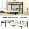 Triple Bunk Bed,Twin Bunk Beds for 3 with Guardrails,Ladder & Upper-Bed Platform,Detachable 3 Bunk Beds for Children,Black 3
