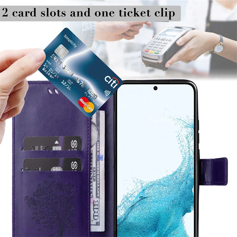 Niedliche Flip-Leder-Handyhülle für Samsung Galaxy S23 S21 FE S22 Plus Ultra magnetische Brieftasche Rückseite mit Kartensteckplatz_voghion.com