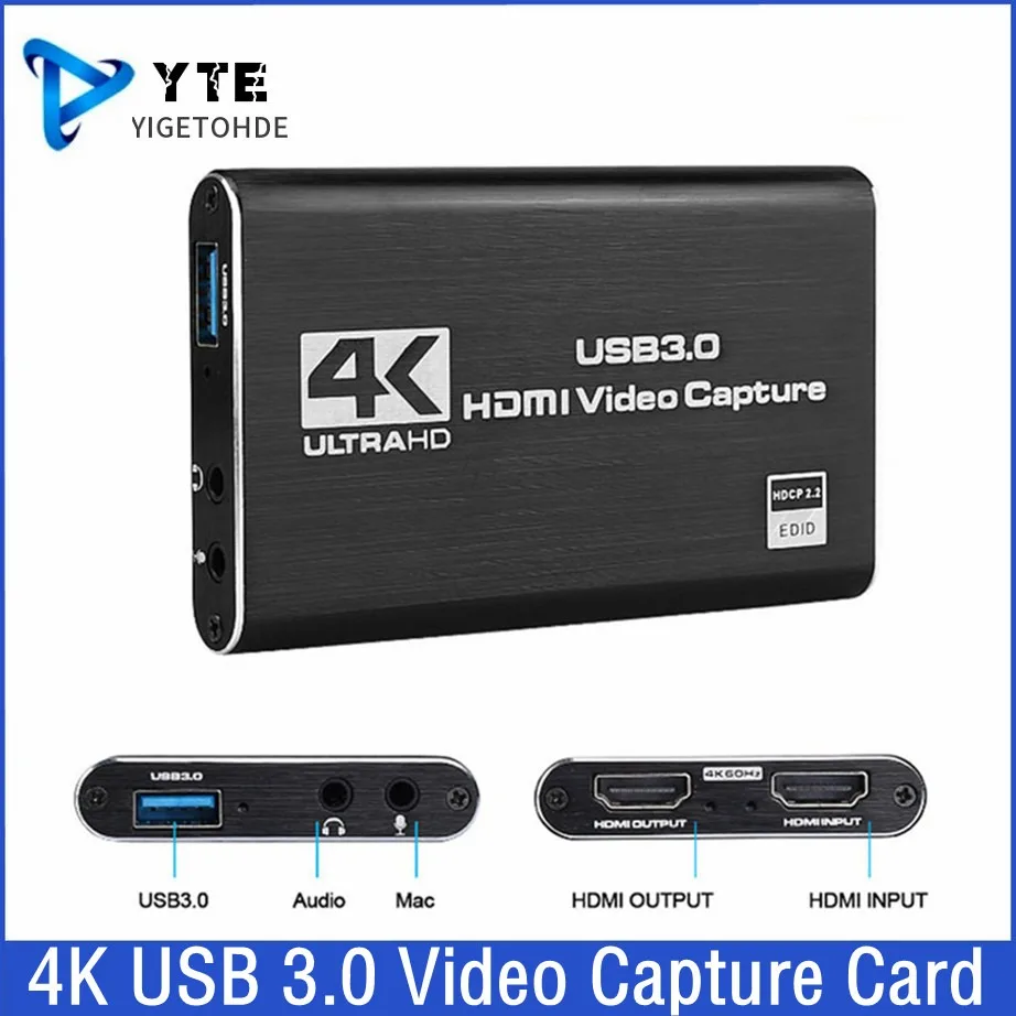 4K HDMI-compatible To USB 3.0 Video Capture Card Dongle 1080P 60fps Video Recorder For OBS Capturing Game Game Capture Card Live usb 3 0 video capture card 1080p 60fps 4k hdmi compatible video grabber box for macbook ps4 game camera recorder live streaming