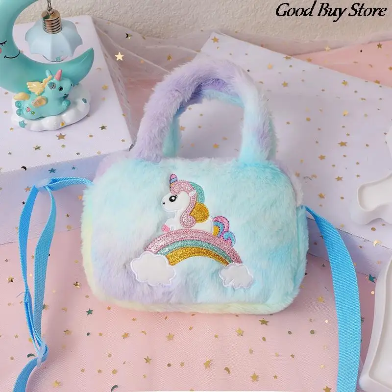 New Unicorn Tie Dyed Plush Shoulder Bag Colorful Girl Crossbody Bag  Children's Cute Shoulder Storage Bag in Stock - AliExpress