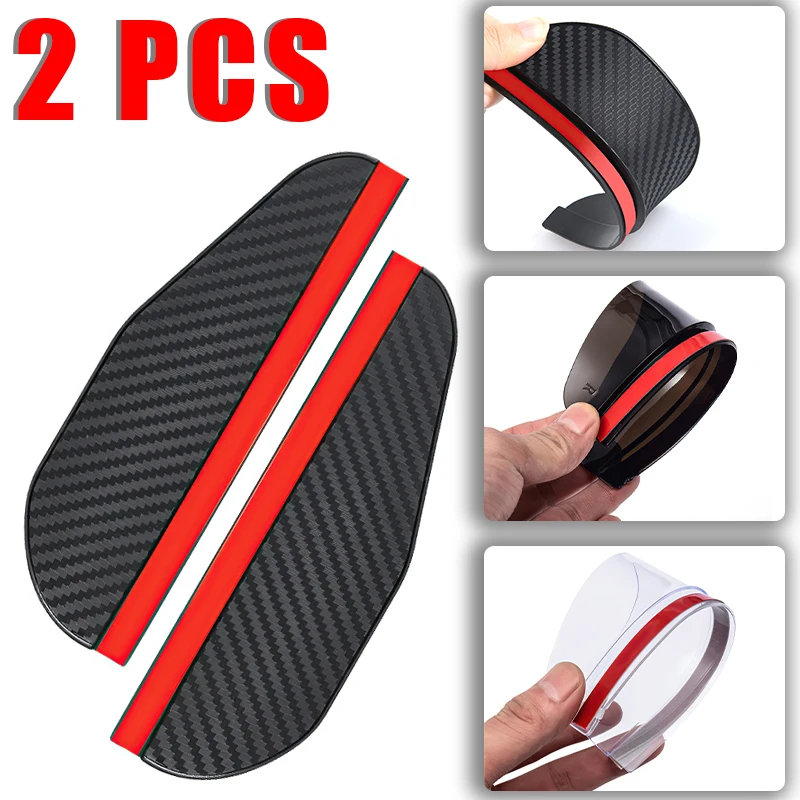 Car Rearview Mirror Rain Eyebrow Rain Shield Snow Rainproof Blades Sticker Guard Sun Visor 2Pcs