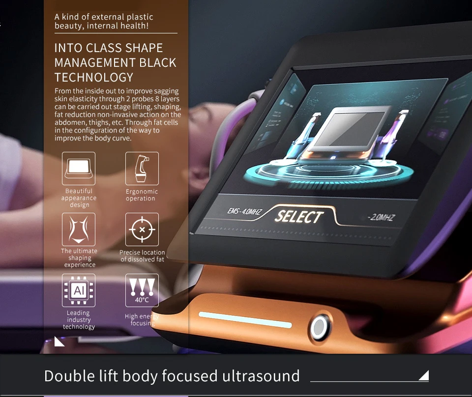 <h3 class="features--headline">Features and benefits</h3> <ul> <li data-immersive-translate-walked="068b1997-eae3-4fd1-bdef-29b88fabedb4" data-immersive-translate-paragraph="1"><strong data-immersive-translate-walked="068b1997-eae3-4fd1-bdef-29b88fabedb4">Skin Tightening & Lifting</strong>: Targets multiple layers of the skin for a visibly tighter, firmer appearance.</li> <li data-immersive-translate-walked="068b1997-eae3-4fd1-bdef-29b88fabedb4" data-immersive-translate-paragraph="1"><strong data-immersive-translate-walked="068b1997-eae3-4fd1-bdef-29b88fabedb4">Advanced Collagen Boost</strong>: High-Intensity Focused Ultrasound rejuvenates and lifts skin naturally.</li> <li data-immersive-translate-walked="068b1997-eae3-4fd1-bdef-29b88fabedb4" data-immersive-translate-paragraph="1"><strong data-immersive-translate-walked="068b1997-eae3-4fd1-bdef-29b88fabedb4">Body Shaping & Contouring</strong>: EMS technology sculpts and tones, addressing hard-to-shape areas effectively.</li> <li data-immersive-translate-walked="068b1997-eae3-4fd1-bdef-29b88fabedb4" data-immersive-translate-paragraph="1"><strong data-immersive-translate-walked="068b1997-eae3-4fd1-bdef-29b88fabedb4">Smooth Fine Lines & Wrinkles</strong>: Micro Pulse RF renews skin texture, leaving a glowing, youthful finish.</li> <li data-immersive-translate-walked="068b1997-eae3-4fd1-bdef-29b88fabedb4" data-immersive-translate-paragraph="1"><strong data-immersive-translate-walked="068b1997-eae3-4fd1-bdef-29b88fabedb4">All-in-One Convenience</strong>: Perfect for full-face and body treatments with ease, comfort, and lasting results.</li> </ul> <hr /> <h5></h5> <h5><span class="tw-text-2xl tw-font-bold" style="color: #99ccff;">IN STOCK READY TO SHIP</span></h5> <h5><span class="tw-text-2xl tw-font-bold" style="color: #99ccff;">1 YEAR WARRANTY + 3 YEAR TECH SUPPORT</span></h5> <h5><span class="tw-text-2xl tw-font-bold" style="color: #99ccff;">30 DAY MONEY-BACK AND <a href="https://tattoosemi.com/refund_returns/">RETURN POLICY</a></span></h5> <h5><span class="tw-text-2xl tw-font-bold" style="color: #99ccff;">FREE WORLDWIDE SHIPPING <a href="https://tattoosemi.com/shipping-policy/">SHIPPING POLICY</a> </span></h5> <h5><span class="tw-text-2xl tw-font-bold" style="color: #99ccff;">PROFESSIONAL BEAUTY <a href="https://tattoosemi.com/">SALON MACHINES</a> EQUIPMENT</span></h5> &nbsp; <div class="product-block product-block--sales-point"></div> 12D HIFU Machine Ultrasound EMS RF Micro