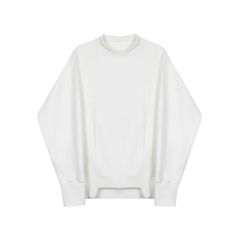 Autumn Fashion Cuff Multi-Button Sweatshirts Men's Irregular Design Pullover Leisure Fashion Long Sleeve Contrast Color Tops