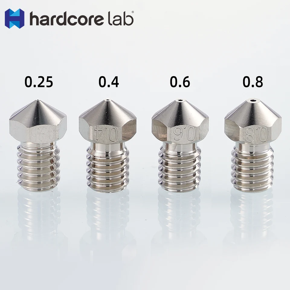 Hardcore Lab T-V6 Plated Copper Nozzle Durable Non-stick High Performance For 3D Printers M6 Thread For V6 Dragon Hotend