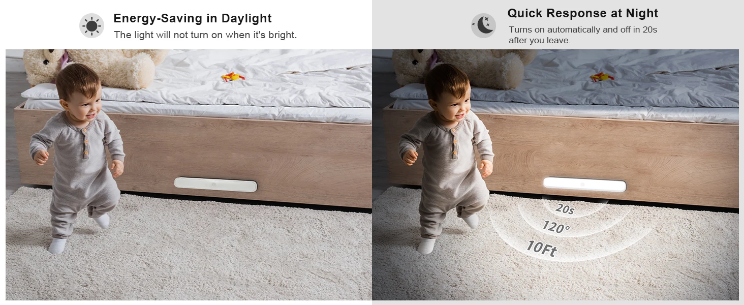 WILLED Motion Sensor Cabinet Light Battery Display 60 LED Touch Light Bar Wireless Rechargeable Battery Night Light