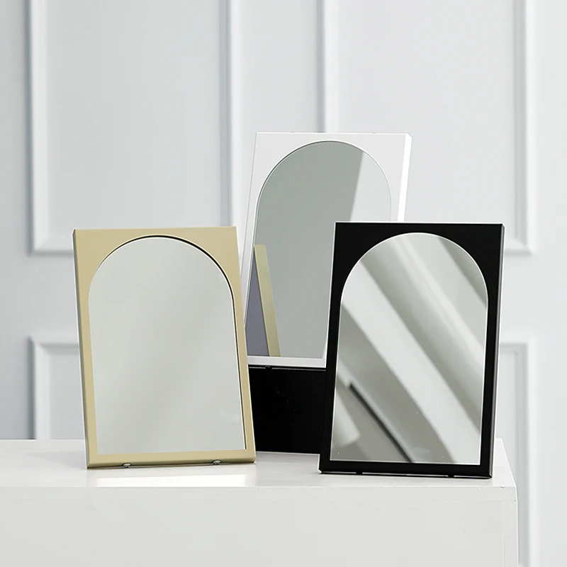 

Fashion Bedroom Vanity Mirror Nordic Wall Hanging Mirror Wind Round Arch Decorative Mirror Desktop Decoration Accessories