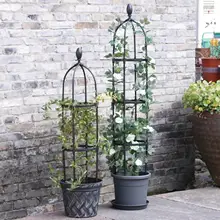 

Garden Obelisk Metal Trellis 3 Sizes PE Coating Steel Flower Support For Climbing Plants 12.5 Inch Diameter Metal Frame Cage For